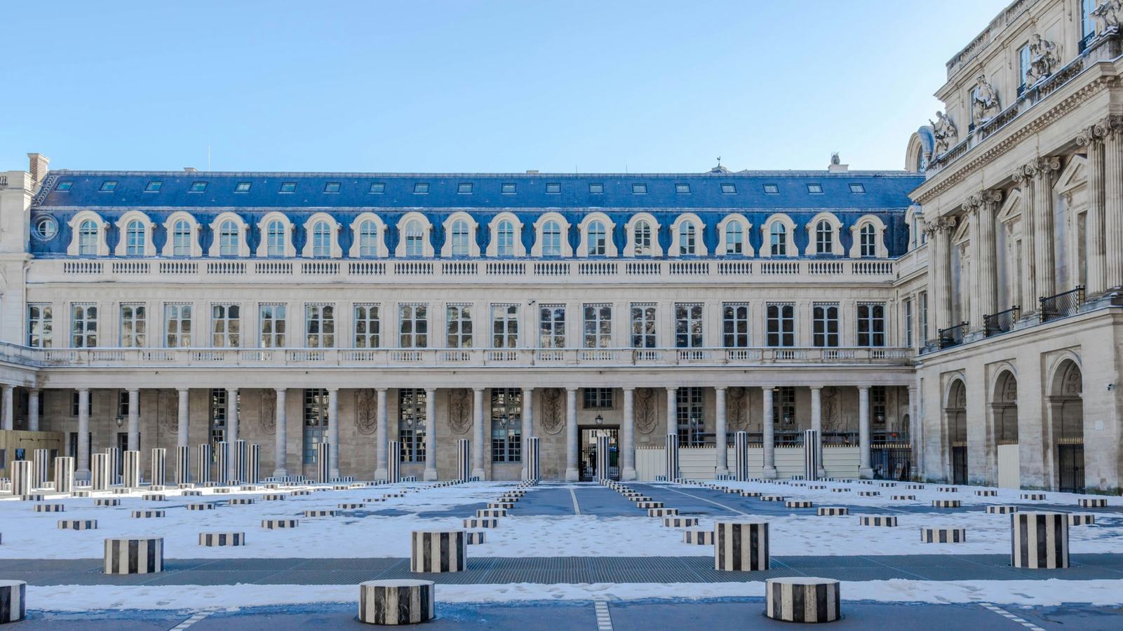 The Palais-Royal courtyard and its columns in Paris